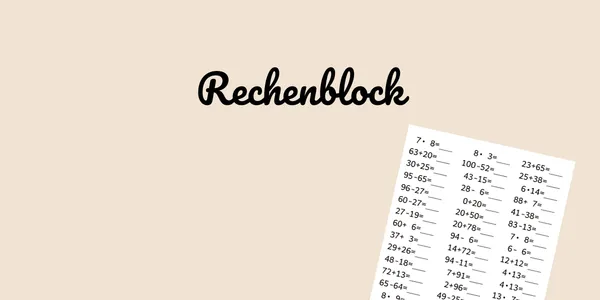 Rechenblock mit Rechenaufgaben und Lücken zum Ergänzen