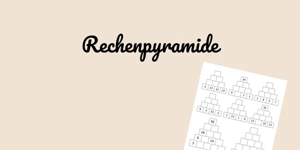 Rechenpyramide mit Zahlen in der unteren Reihe und auszufüllenden Steinen