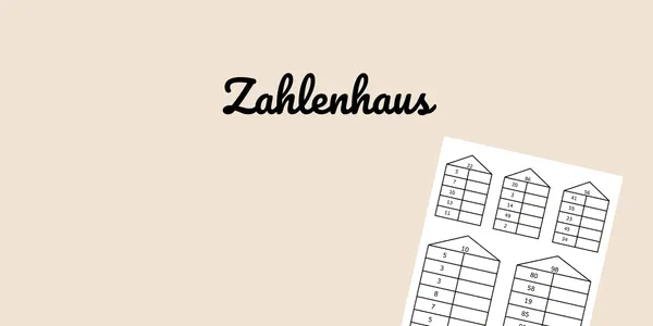 Zahlenhaus mit Dachzahl und Zahlenpaaren zum Ergänzen