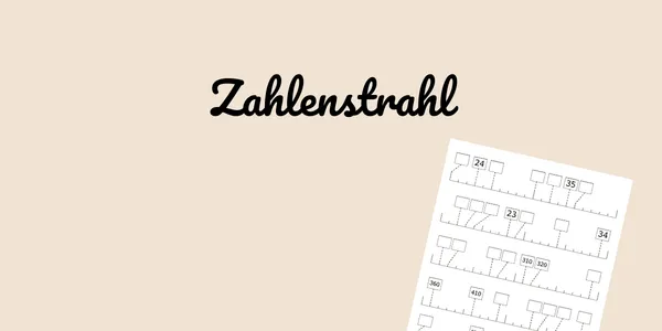 Zahlenstrahl mit Markierungen und Kästchen für fehlende Zahlen